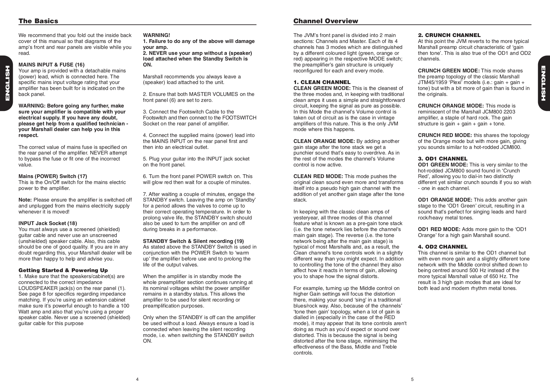 PDF manual for Marshall Amp JVM410C